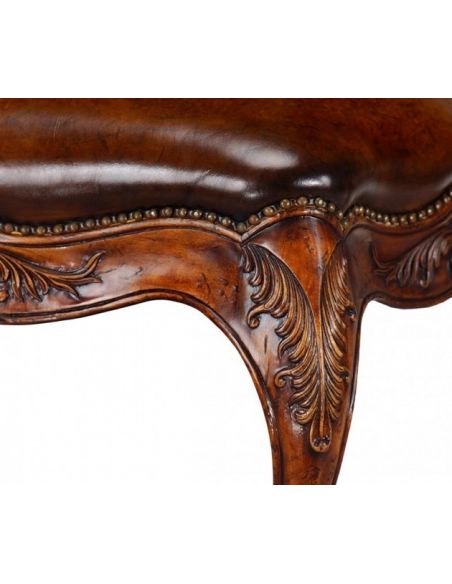 Luxury Leather & Upholstered Furniture Quality Upholstered Furniture Long Footstool, Ottoman in Medium Walnut