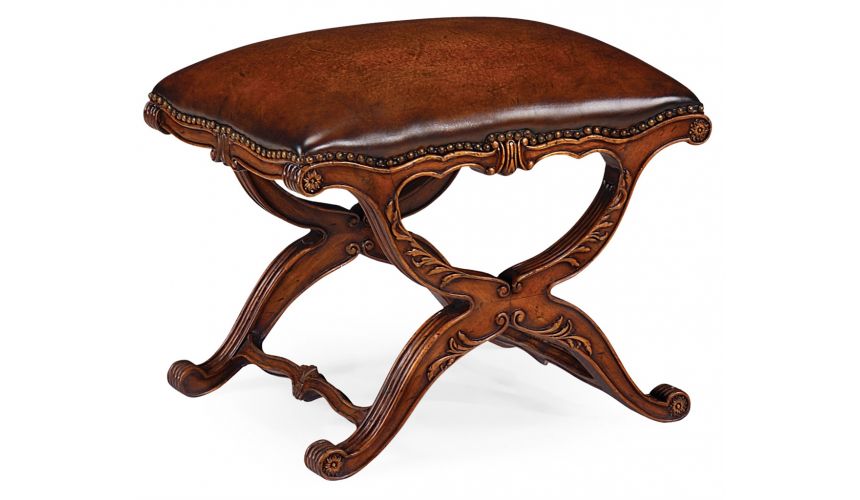 Round & Oval Side Tables Walnut Neo-Classically Footstool-43