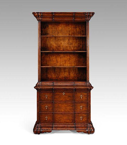 Breakfronts & China Cabinets High End Furniture Home Office Bookcase On Chest in Dark Walnut