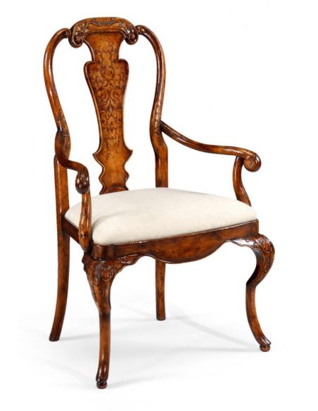 High End Dining Rooms Furniture Veneered Back Side Chair Walnut wood