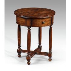 Round & Oval Side Tables High Quality Furniture Round Lamp Table in Medium Walnut