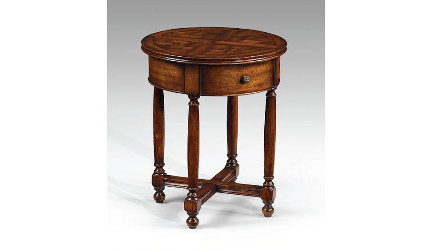 Round & Oval Side Tables High Quality Furniture Round Lamp Table in Medium Walnut