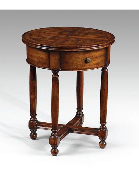 High Quality Furniture Round Lamp Table in Medium Walnut