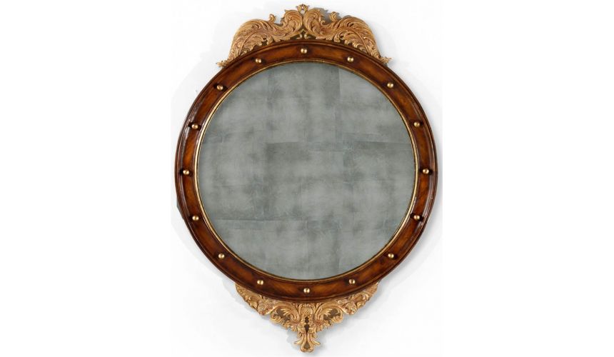 Decorative Accessories Walnut & gilt round embellished mirror (Large)