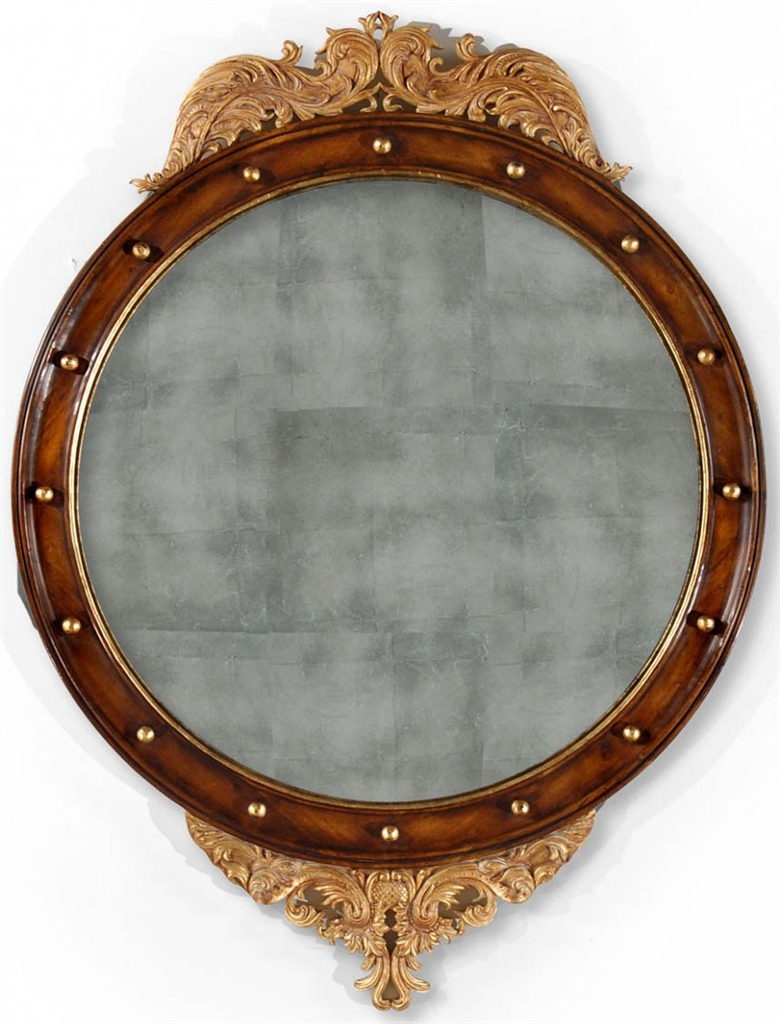 Decorative Accessories Walnut & gilt round embellished mirror (Large)