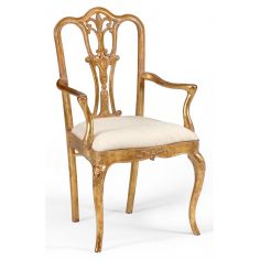 Dining Chairs 18th Century style Gilded Walnut Armchair-39