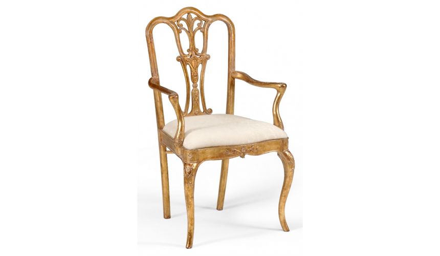 Dining Chairs 18th Century style Gilded Walnut Armchair-39