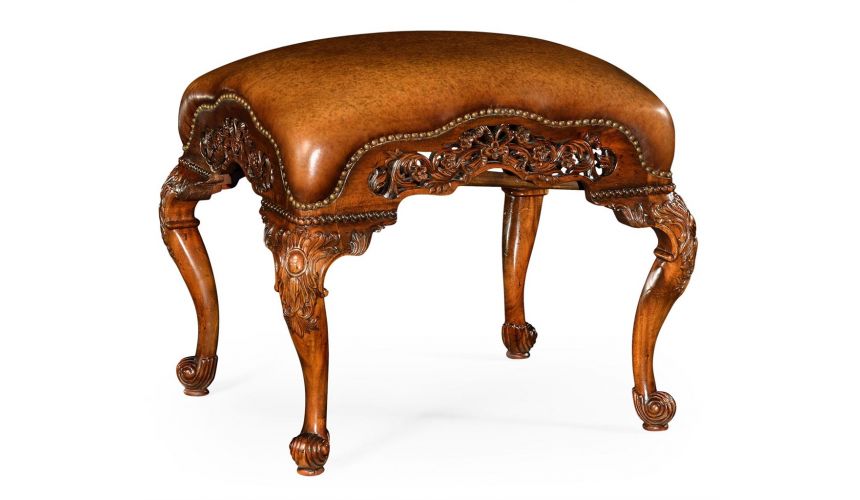 Luxury Leather & Upholstered Furniture Leather Upholstered Furniture Carved Footstool