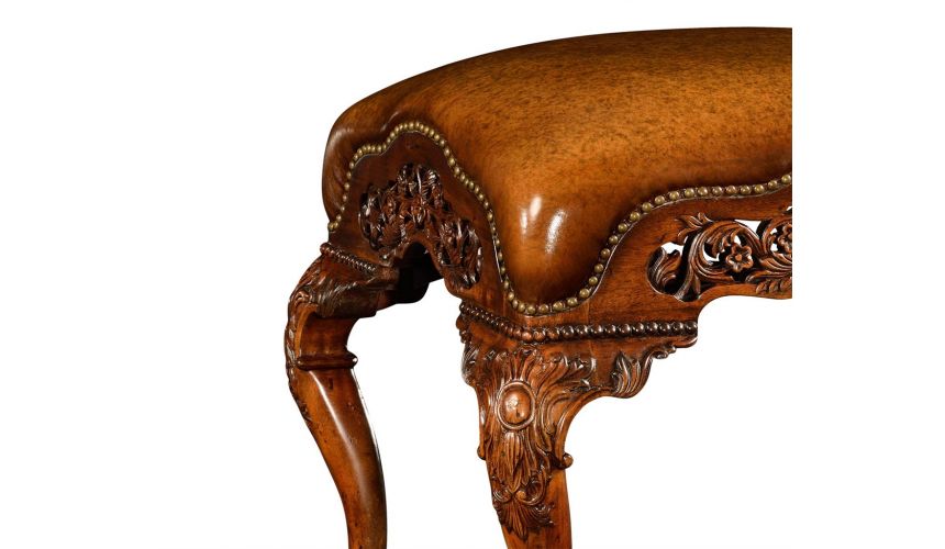 Luxury Leather & Upholstered Furniture Leather Upholstered Furniture Carved Footstool