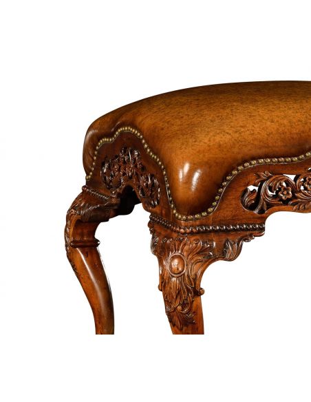 Luxury Leather & Upholstered Furniture Leather Upholstered Furniture Carved Footstool