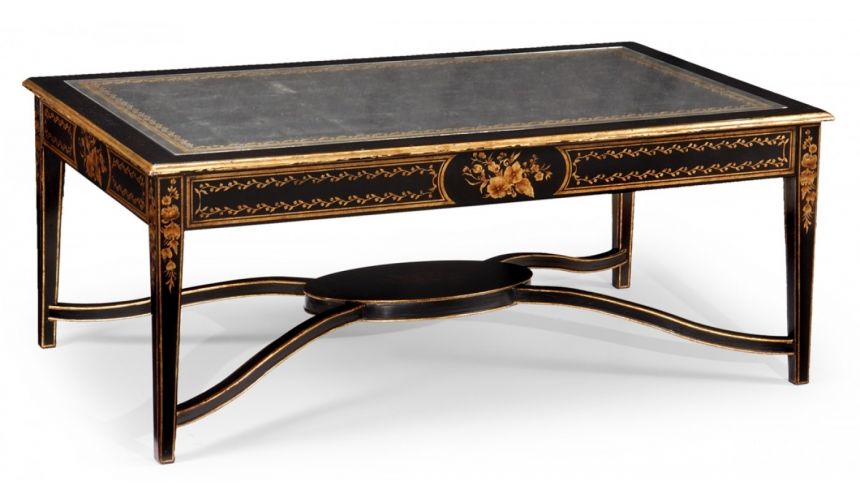 Rectangular and Square Coffee Tables Decorative Hand Painted Black Coffee Table-100