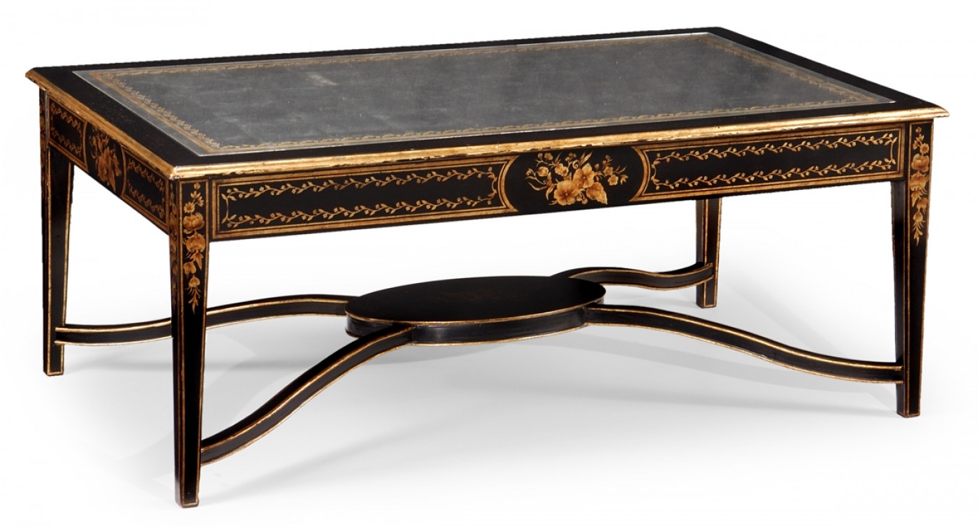 Rectangular and Square Coffee Tables Decorative Hand Painted Black Coffee Table-100