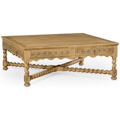 Coffee Tables Light oak square distressed coffee table
