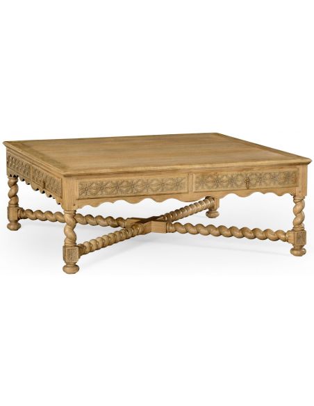 Light oak square distressed coffee table