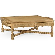 Coffee Tables Light oak square distressed coffee table 2