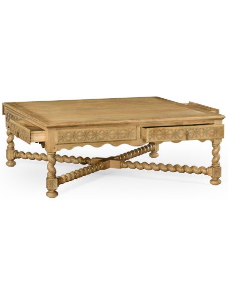 Coffee Tables Light oak square distressed coffee table