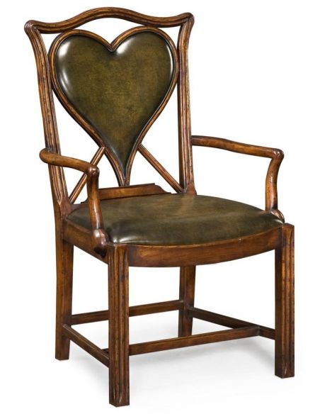 High End Dinning Heart Arm Chair with a card playing theme
