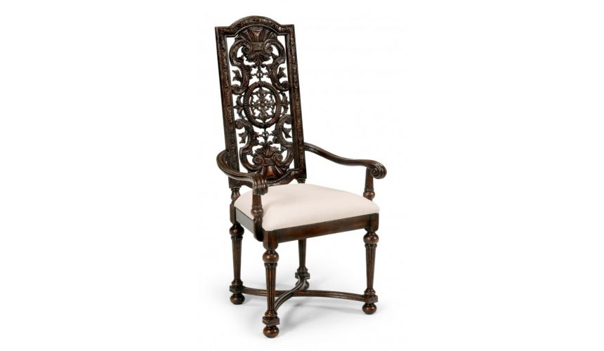 Dining Chairs Dining Table furniture High Carved Oak Arm Chair