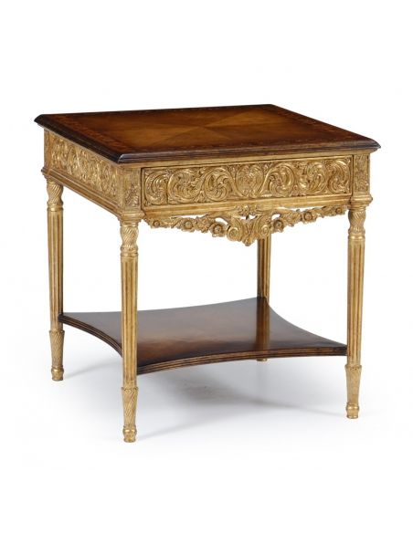 593288 gilded gold side lamp table