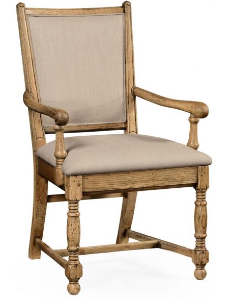 Light oak armchair with fabric upholstery