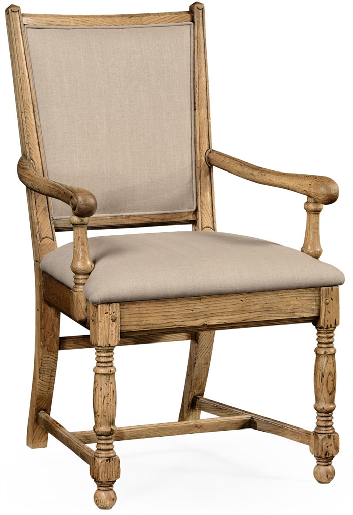 Dining Chairs Light oak armchair with fabric upholstery