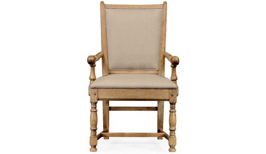 Dining Chairs Light oak armchair with fabric upholstery