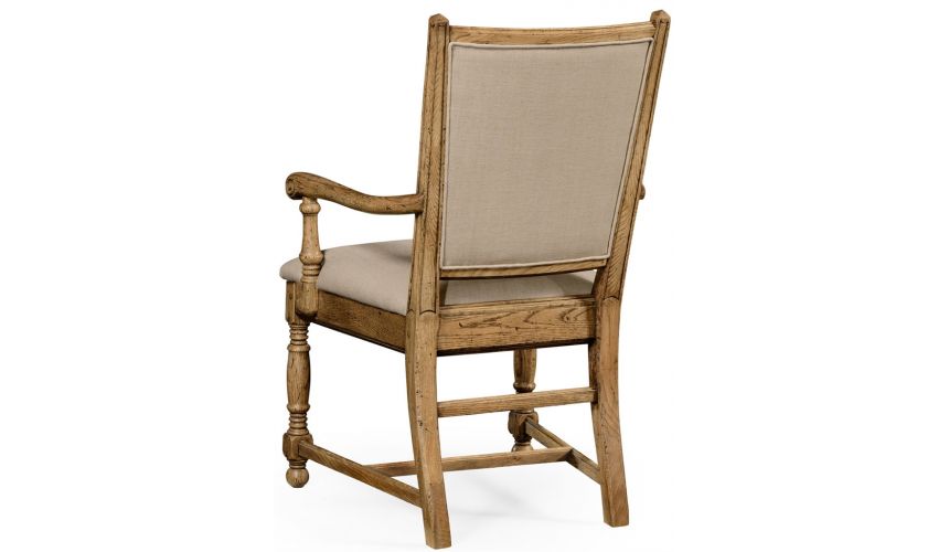 Dining Chairs Light oak armchair with fabric upholstery