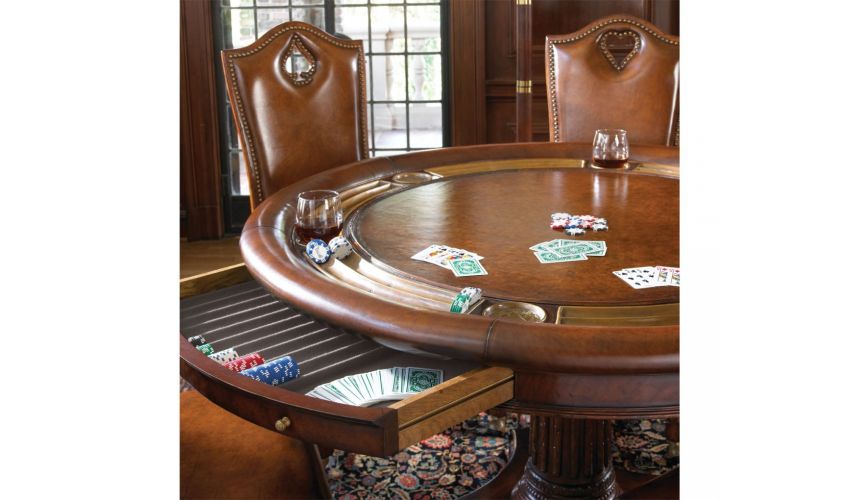 Luxury High End Leather Top Card Table, Card Table Topper