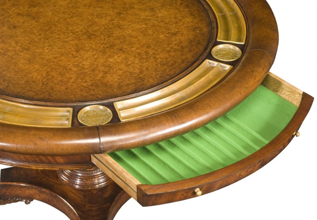 Luxury High End Leather Top Card Table, Card Table Topper Round