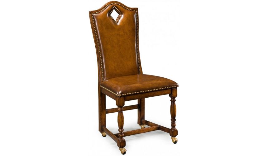 Square & Rectangular Side Tables Walnut Wood High Backed Side Chair-87