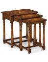 Square & Rectangular Side Tables Antique Wooden Nesting of Three Tables-21
