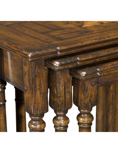 Square & Rectangular Side Tables Antique Wooden Nesting of Three Tables-21