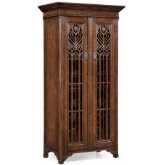 Breakfronts & China Cabinets Oak Heavily Distressed Tall Wine Cabinet-26 2