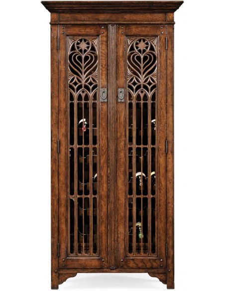 Breakfronts & China Cabinets Oak Heavily Distressed Tall Wine Cabinet-26