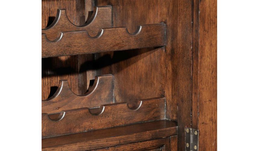 Breakfronts & China Cabinets Oak Heavily Distressed Tall Wine Cabinet-26