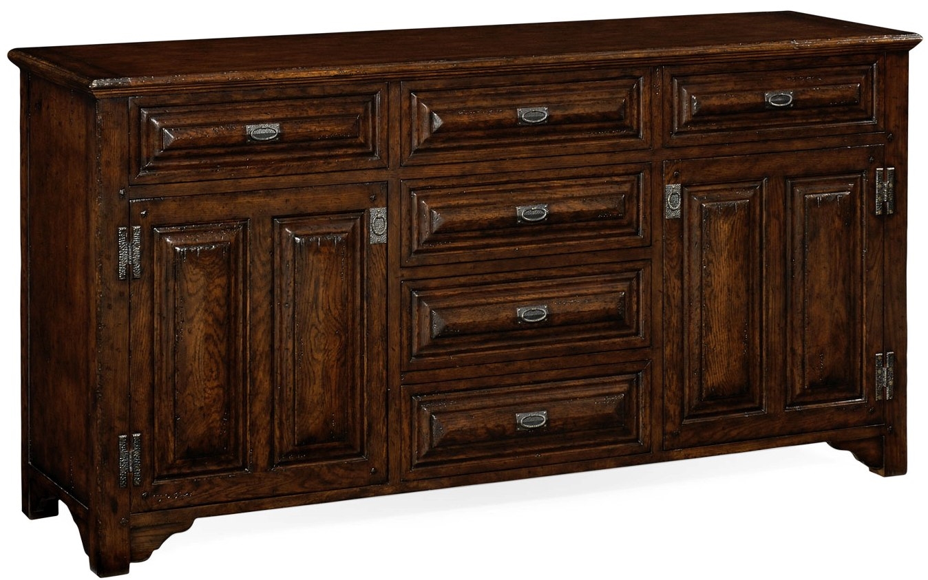 Breakfronts & China Cabinets English Tudor style dark oak cabinet or dresser