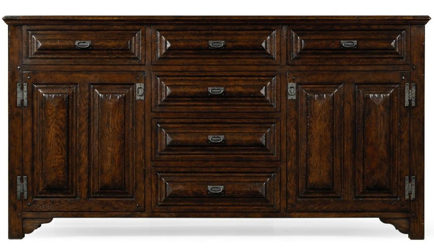 Breakfronts & China Cabinets English Tudor style dark oak cabinet or dresser