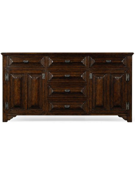 Breakfronts & China Cabinets English Tudor style dark oak cabinet or dresser