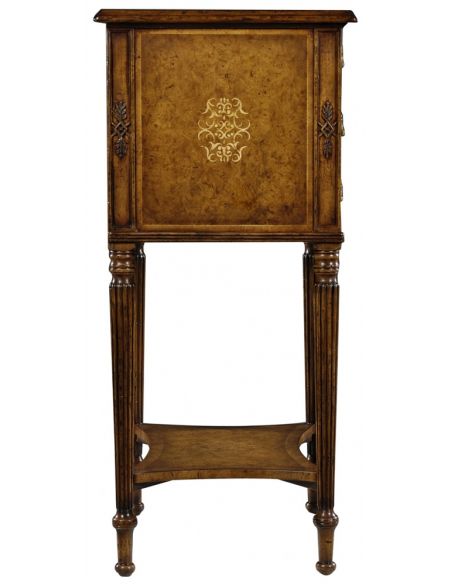 Square & Rectangular Side Tables Walnut Burl Chest on Stand