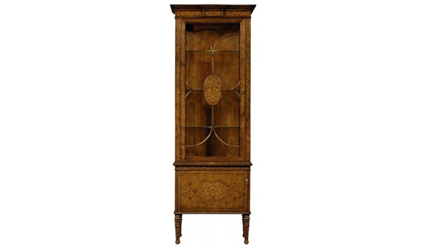 Breakfronts & China Cabinets Fine Furniture Display Cabinet in Medium Walnut Burl
