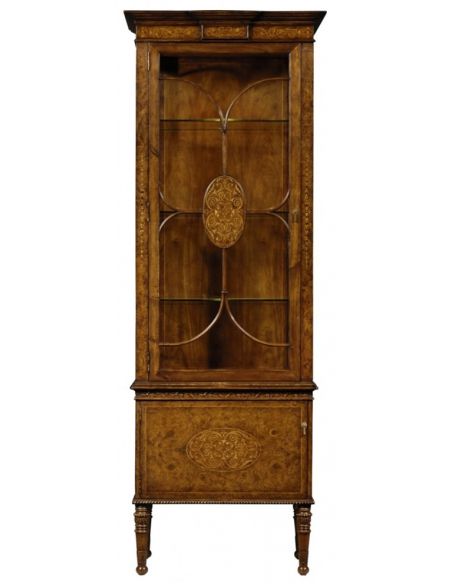 Breakfronts & China Cabinets Fine Furniture Display Cabinet in Medium Walnut Burl