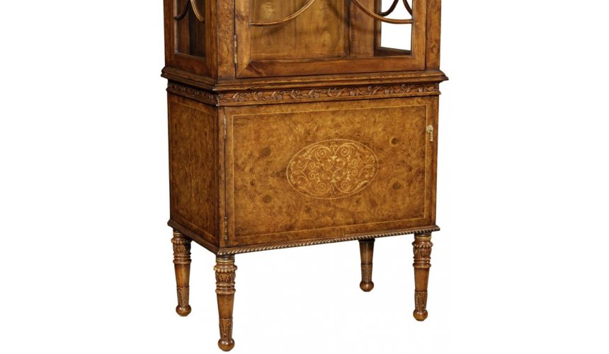 Breakfronts & China Cabinets Fine Furniture Display Cabinet in Medium Walnut Burl