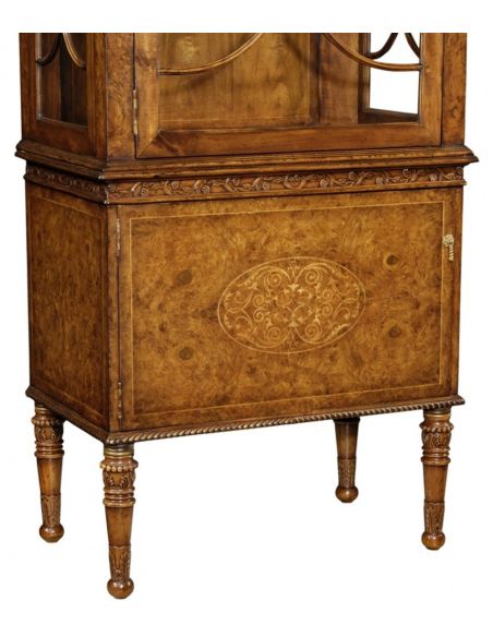 Breakfronts & China Cabinets Fine Furniture Display Cabinet in Medium Walnut Burl