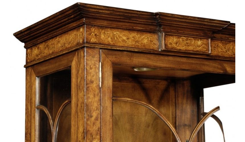 Breakfronts & China Cabinets Fine Furniture Display Cabinet in Medium Walnut Burl