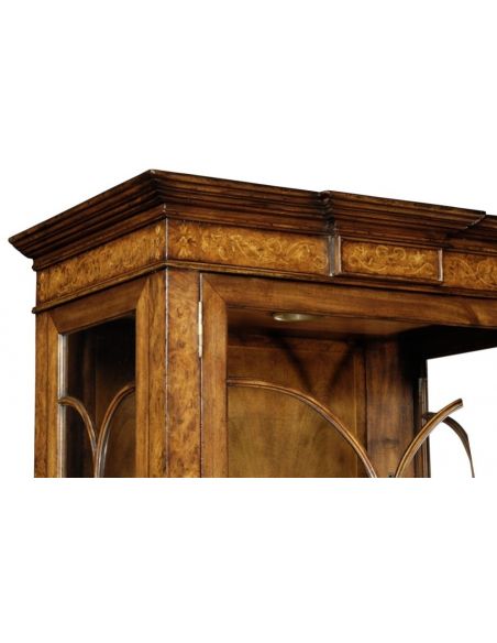Breakfronts & China Cabinets Fine Furniture Display Cabinet in Medium Walnut Burl