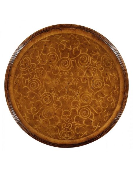 Round & Oval Side Tables High Quality Furniture Round Lamp Table with Seaweed Marquetry top