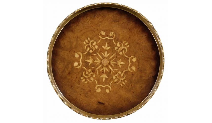 Decorative Accessories Walnut Veneer Round Serving Tray-58