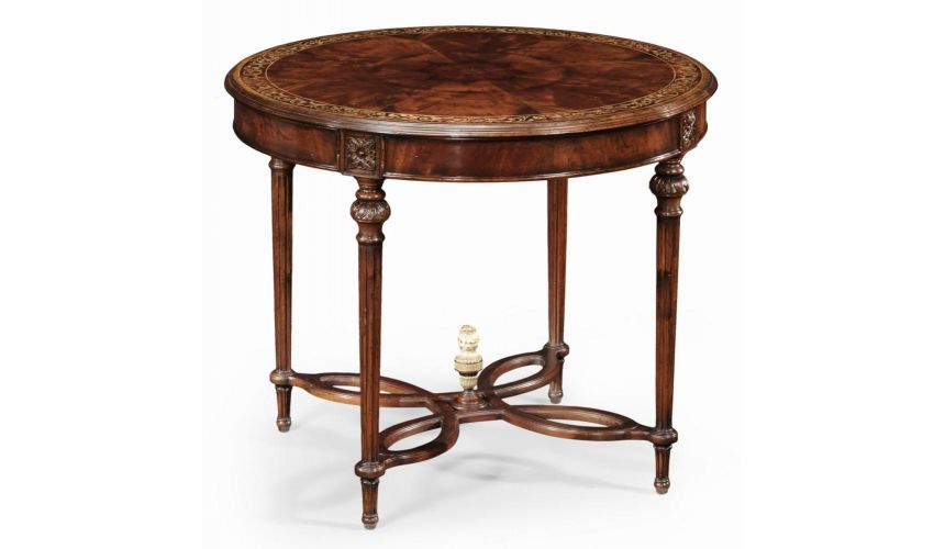 Round & Oval Side Tables High End Furniture Round Center Table in Medium Mahogany