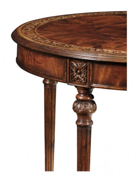 Round & Oval Side Tables High End Furniture Round Center Table in Medium Mahogany