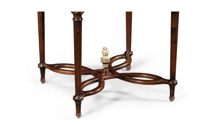 Round & Oval Side Tables High End Furniture Round Center Table in Medium Mahogany